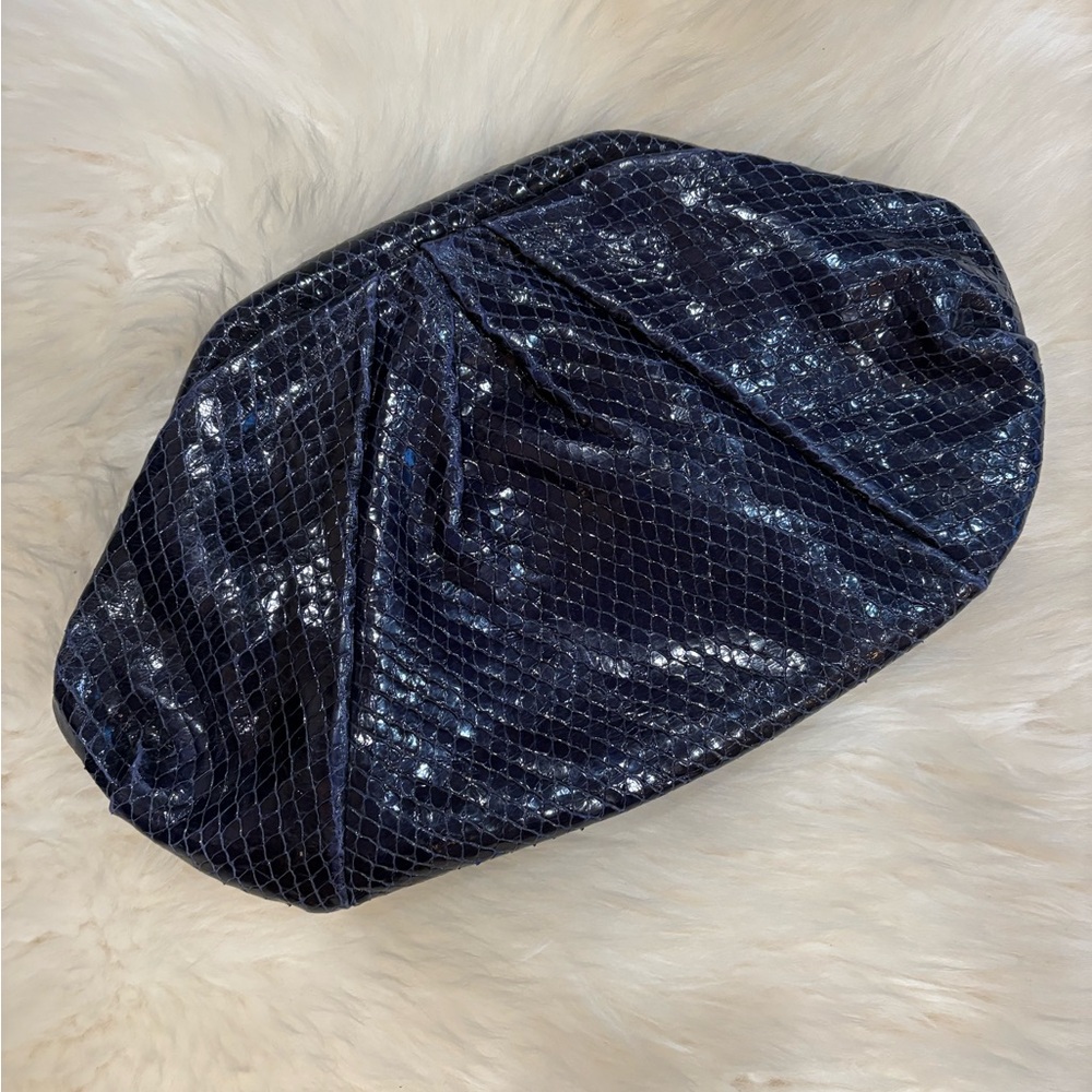 Club Monaco Leather Clutch, rich blue, snakeskin type finish